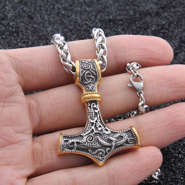 Mjolnir with runes pendant Viking jewelry Thor hammer necklace – WikkedKnot  jewelry